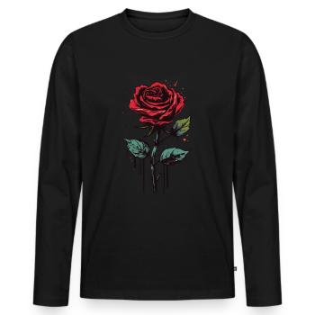 Rote Rose Grunge Ästhetik Vintage Grafik Geschenk - Männer Premium Bio Langarmshirt - Schwarz - Vorne - Nico (187cm)