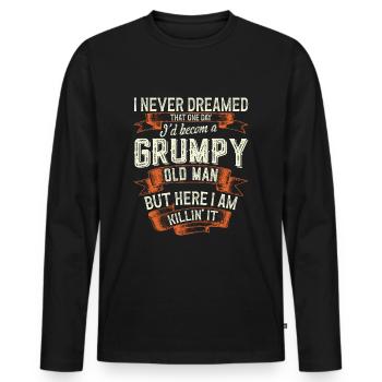 Grumpy Old Man Vatertag Großvater Rentner Geschenk - Männer Premium Bio Langarmshirt - Schwarz - Vorne - Nico (187cm)