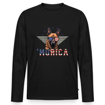 Lunettes de soleil belges Malinois Murica Flag - T-shirt manches longues Premium bio Homme - noir - Devant - Nico (187cm)