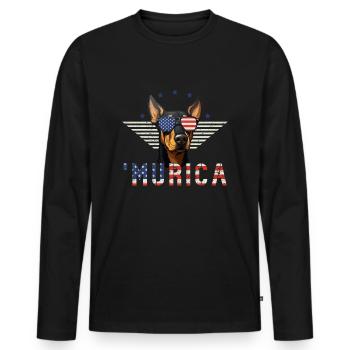 Lunettes de soleil Doberman Murica drapeau cadeau - T-shirt manches longues Premium bio Homme - noir - Devant - Nico (187cm)
