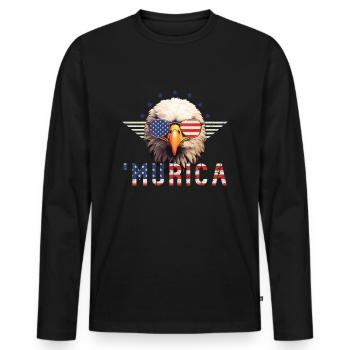 Lunettes de soleil aigle Murica America drapeau cadeau - T-shirt manches longues Premium bio Homme - noir - Devant - Nico (187cm)