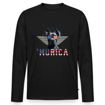 Dogue Allemand Lunettes De Soleil Murica Flag Cadeau - T-shirt manches longues Premium bio Homme - noir - Devant - Nico (187cm)