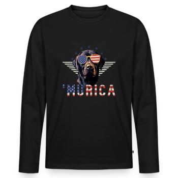 Lunettes de soleil Labrador Murica drapeau cadeau - T-shirt manches longues Premium bio Homme - noir - Devant - Nico (187cm)