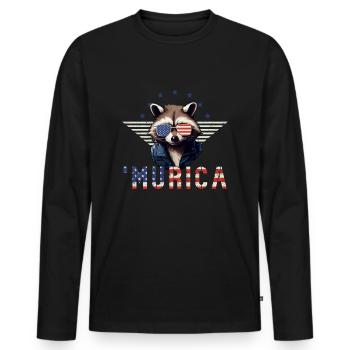 Lunettes de soleil raton laveur Murica America cadeau - T-shirt manches longues Premium bio Homme - noir - Devant - Nico (187cm)