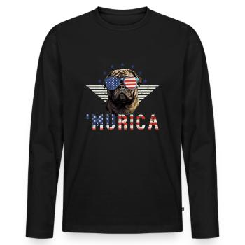 Carlin lunettes de soleil Murica America drapeau cadeau - T-shirt manches longues Premium bio Homme - noir - Devant - Nico (187cm)