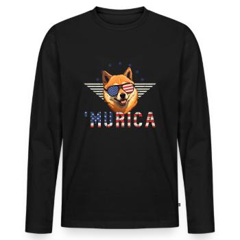 Shiba Inu Lunettes De Soleil Murica Drapeau Cadeau - T-shirt manches longues Premium bio Homme - noir - Devant - Nico (187cm)