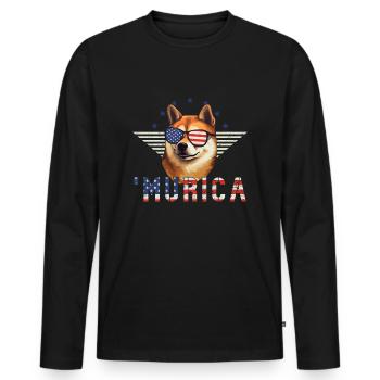 Shiba Inu Lunettes De Soleil Murica Drapeau Cadeau - T-shirt manches longues Premium bio Homme - noir - Devant - Nico (187cm)