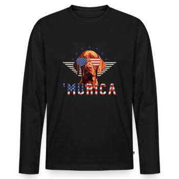 Lunettes de soleil Vizsla Murica America drapeau cadeau - T-shirt manches longues Premium bio Homme - noir - Devant - Nico (187cm)