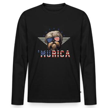 Shih Tzu Lunettes De Soleil Murica Drapeau Cadeau - T-shirt manches longues Premium bio Homme - noir - Devant - Nico (187cm)