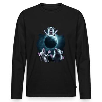 3 Opossum Moon Funny Memes Possum Gift - Men's Premium Organic Long Sleeve Shirt - black - Front - Nico (187cm)