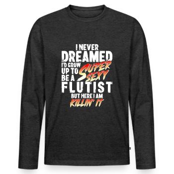 Super Sexy flûte flûte flûte à bec cadeau - T-shirt manches longues Premium bio Homme - anthracite chiné - Devant - Nico (187cm)