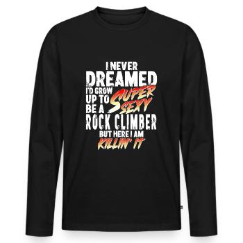 Super Sexy Grimpeur Alpiniste Cadeau Escalade - T-shirt manches longues Premium bio Homme - noir - Devant - Nico (187cm)