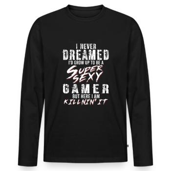 Super Sexy Gamer Gaming Pc Geschenk Zocken - Männer Premium Bio Langarmshirt - Schwarz - Vorne - Nico (187cm)