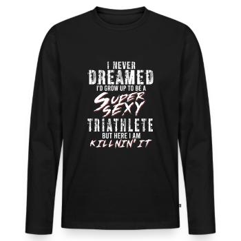 Super Sexy Triathlet Triathlon Geschenk Wettkampf - Männer Premium Bio Langarmshirt - Schwarz - Vorne - Nico (187cm)