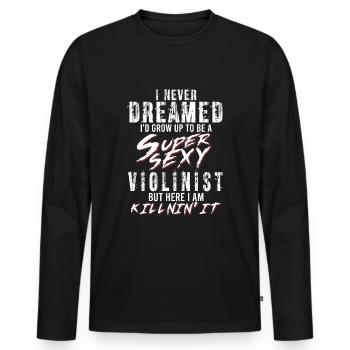 Super Sexy Violoniste Violoniste Cadeau Violon - T-shirt manches longues Premium bio Homme - noir - Devant - Nico (187cm)