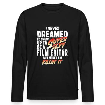 Super Sexy Film Editor Film Editing Gift - Men's Premium Organic Long Sleeve Shirt - black - Front - Nico (187cm)