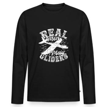 Maquette d’avion Maquette d’avion - T-shirt manches longues Premium bio Homme - noir - Devant - Nico (187cm)