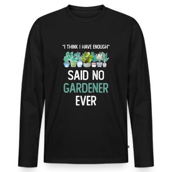 Je pense que j’ai assez de plantes Garten Pflanzen - T-shirt manches longues Premium bio Homme - noir - Devant - Nico (187cm)