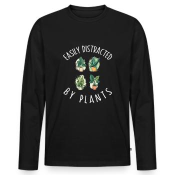 Facilement distrait par les plantes Garten Pflanzen - T-shirt manches longues Premium bio Homme - noir - Devant - Nico (187cm)