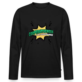 Willingness to cooperate is my superpower - Men's Premium Organic Long Sleeve Shirt - black - Front - Nico (187cm)