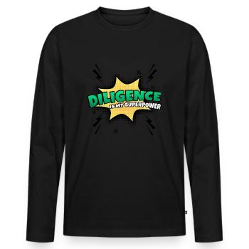 Fleiß Ist Meine Superkraft Eigenschaft - Männer Premium Bio Langarmshirt - Schwarz - Vorne - Nico (187cm)