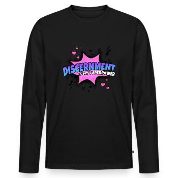 Urteilsvermögen Ist Meine Superkraft Eigenschaft - Männer Premium Bio Langarmshirt - Schwarz - Vorne - Nico (187cm)