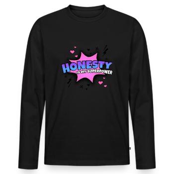 Ehrlichkeit Ist Meine Superkraft Eigenschaft - Männer Premium Bio Langarmshirt - Schwarz - Vorne - Nico (187cm)