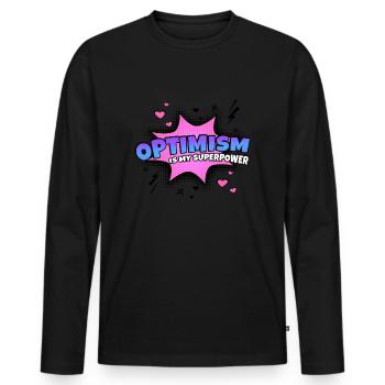 Optimism is my superpower trait - Men's Premium Organic Long Sleeve Shirt - black - Front - Nico (187cm)