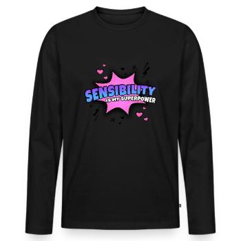 Sensitivity is my superpower trait - Men's Premium Organic Long Sleeve Shirt - black - Front - Nico (187cm)