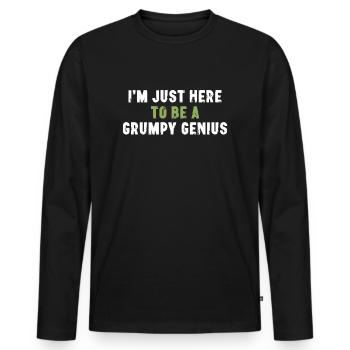 Je suis juste là pour être un sarcasme de génie - T-shirt manches longues Premium bio Homme - noir - Devant - Nico (187cm)