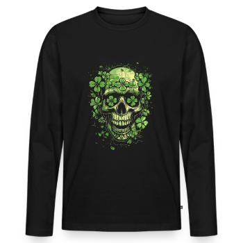 Shamrock Skull Skull Shamrock - Men's Premium Organic Long Sleeve Shirt - black - Front - Nico (187cm)