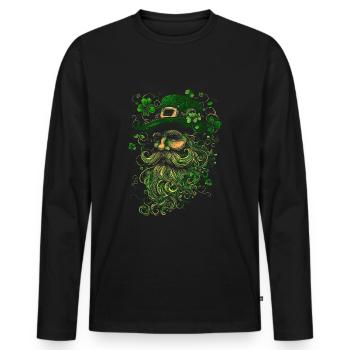 Saint Patrick Shamrock Shamrock graphique - T-shirt manches longues Premium bio Homme - noir - Devant - Nico (187cm)