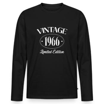 Vintage 1966 Limited Edition Birthday 1966 - Men's Premium Organic Long Sleeve Shirt - black - Front - Nico (187cm)