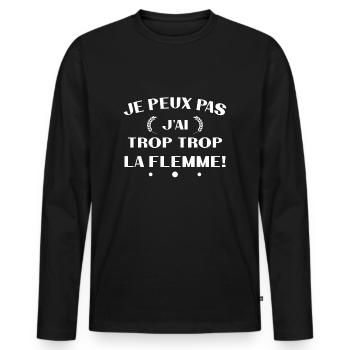 Ich kann nicht. Ich bin zu faul. - Männer Premium Bio Langarmshirt - Schwarz - Vorne - Nico (187cm)