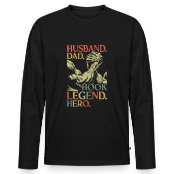 Arm Wrestling Husband Dad Hook Legend Hero - Men's Premium Organic Long Sleeve Shirt - black - Front - Nico (187cm)