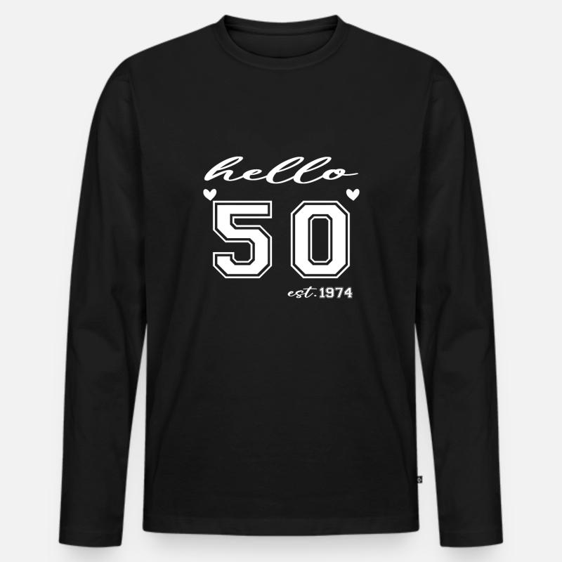 Hallo 50 est 1974 - Männer Premium Bio Langarmshirt - Schwarz
