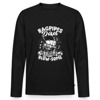Cornemuse, Joueur de cornemuse, Joueur de cornemuse, Père - T-shirt manches longues Premium bio Homme - noir - Devant - Nico (187cm)