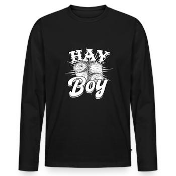 Farmer Paille Balles Foin Bale Hay Boy - T-shirt manches longues Premium bio Homme - noir - Devant - Nico (187cm)