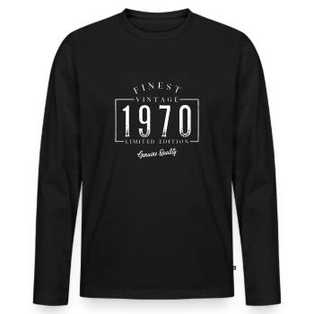 Finest Vintage des années 1970 Anniversaire des années 1970 - T-shirt manches longues Premium bio Homme - noir - Devant - Nico (187cm)