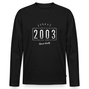 Meilleur millésime 2003 Millésime 2003 Anniversaire Anniversaire - T-shirt manches longues Premium bio Homme - noir - Devant - Nico (187cm)
