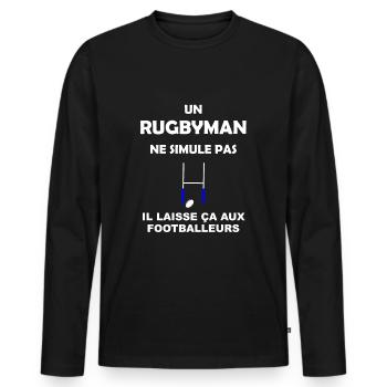 Rugbyman - Rugby - rugbyman contre footballeur - T-shirt manches longues Premium bio Homme - noir - Devant - Nico (187cm)
