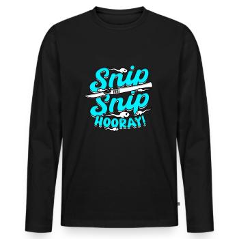 Vasektomie Snip Snip Hooray - Männer Premium Bio Langarmshirt - Schwarz - Vorne - Nico (187cm)