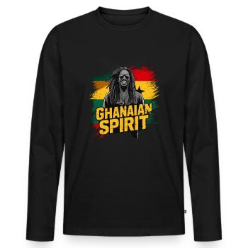 ghanéen Rastamann Reggae Dreadlocks Ghana - T-shirt manches longues Premium bio Homme - noir - Devant - Nico (187cm)
