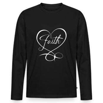 Faith Herz Christen Religion Christ Geschenk - Männer Premium Bio Langarmshirt - Schwarz - Vorne - Nico (187cm)