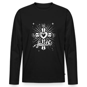 Faith Herz Christen Religion Christ Geschenk - Männer Premium Bio Langarmshirt - Schwarz - Vorne - Nico (187cm)
