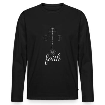 Foi Croix Chrétiens Coeur Religion Cadeau Chrétien - T-shirt manches longues Premium bio Homme - noir - Devant - Nico (187cm)