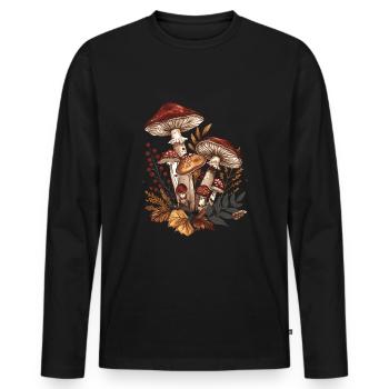 Toadstools Cottagecore Mushrooms Graphic Naturecore - Men's Premium Organic Long Sleeve Shirt - black - Front - Nico (187cm)