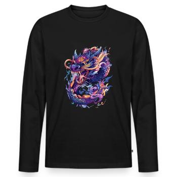 Chinesischer Drache Fantasy Dragoncore Aesthetic - Männer Premium Bio Langarmshirt - Schwarz - Vorne - Nico (187cm)