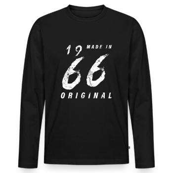 Made In 1966 Original Geburtstag Grunge Distressed - Männer Premium Bio Langarmshirt - Schwarz - Vorne - Nico (187cm)