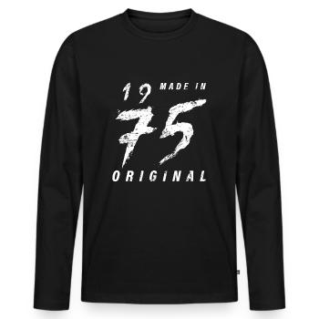 Made In 1975 Original Geburtstag Grunge Distressed - Männer Premium Bio Langarmshirt - Schwarz - Vorne - Nico (187cm)